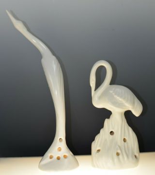 Set of 2 Vintage Camark Pottery Birds Ceramic Art Flower Frog Vase Figurine 2