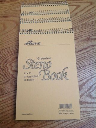 Vintage 2001 Ampad Greentint Steno Spiral Gregg Ruled Notebook Pad Usa Set Of 4