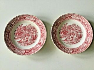 2 Vintage Memory Lane Royal China Ironstone Red/pink Bread Plate.