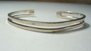Vintage 925 Sterling Silver Double Band Cuff Bracelet