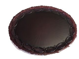 Vintage Avon 1876 Cape Cod Ruby Red Cut Glass 13.  5 " Large Oval Serving Platter