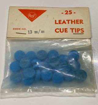 Vintage 1950s Amf Billiard Pool Leather Cue Tips Old Stock 25 Pack