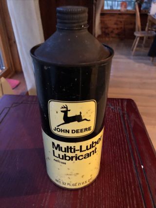 Vintage John Deere Multi Luber Lubricant Farm Advertising Oil Can