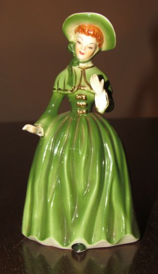Vintage Porcelain Hand Painted Figurine Lady Green Dress Grantcrest Japan