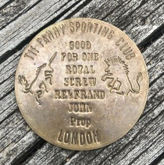Vintage Tif Fanny Sporting Club Brothel Cat House Whorehouse Brass Token