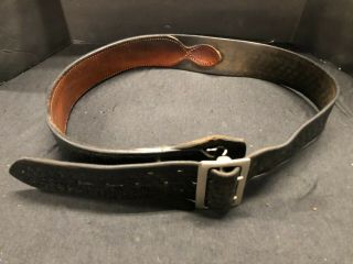 Vintage Blazer Gun Belt 38” Inches Black Leather Basket Weave