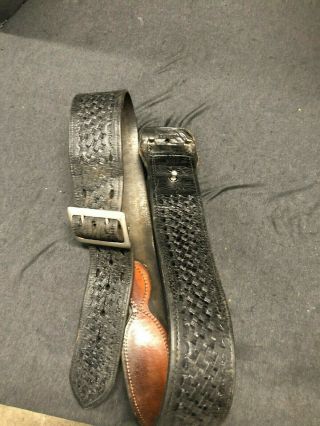 Vintage Blazer Gun Belt 38” Inches Black Leather Basket Weave 3