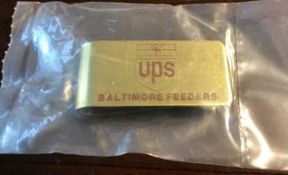 Vintage 1980’s Ups United Parcel Service Baltimore Feeders Brass Money Clip