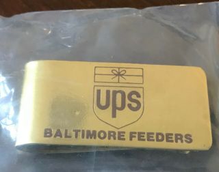 Vintage 1980’s UPS United Parcel Service Baltimore Feeders Brass Money Clip 3
