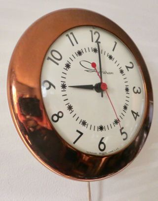 Vtg.  Retro Ingraham Copper Toned 7 " Kitchen Wall Clock Mid Century Modern