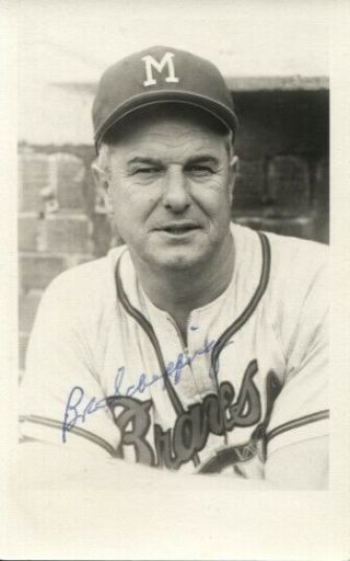 Bob Scheffing Autographed Vintage Milwaukee Braves Elder Postcard 929