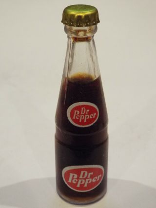 Vintage Dr.  Pepper Miniature Glass Soda Bottle 3 "