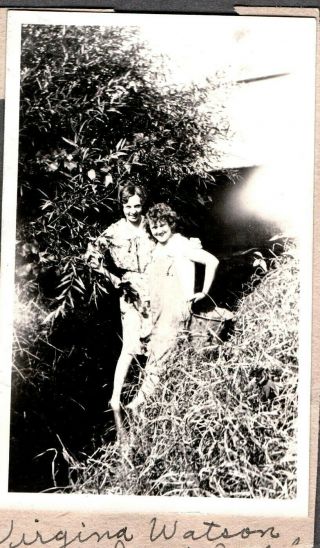 Vintage Photograph 1932 Pretty Hair Cute Girls Farm Fashion Water - Pail Old Photo