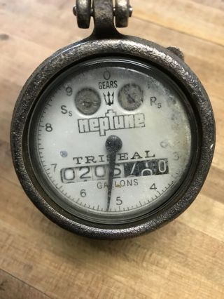 Vintage Brass Neptune Water Meter Trident York Steampunk with Glass & Lid 3