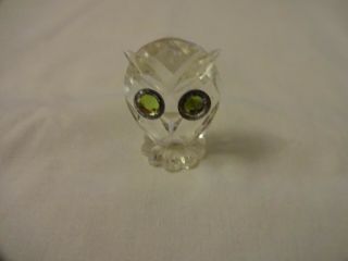 Vintage Bohemia Czech Republic Crystal Art Glass Owl Figurine 3.  5 Cm