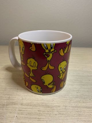 Vintage Warner Brothers Tweety Bird Coffee Mug Tea Cup By Applause Allover Print