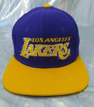Vintage 90s Sports Specialties Nba La Lakers Wool Snapback Hat Size 7 1/8 Guc