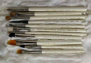 11 Vintage Seeleys Paint Doll Detail Brushes,  Various Sizes,  Shapes