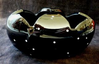 Black And White Vintage Art Glass Polka Dot Design Bowl