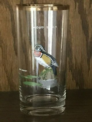 Vintage Ned Smith Waterfowl Wood Duck Highball Bar Glass