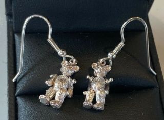 Rare Vintage Sterling Silver Teddy Bear Earings With Moveable Joints - Charm