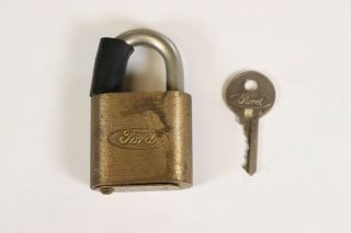 Vtg Ford Brass Padlock W / Key Lock
