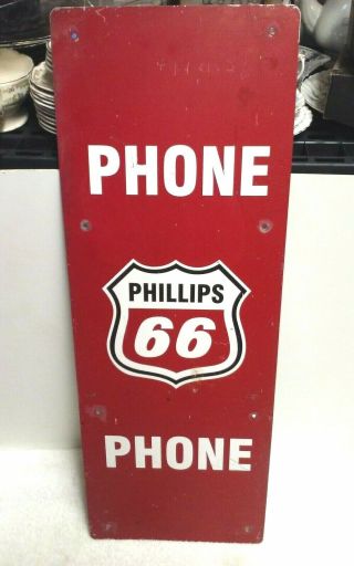 Vintage Phillips 66 Gas Station Garage Phone Metal Sign 10 X 28