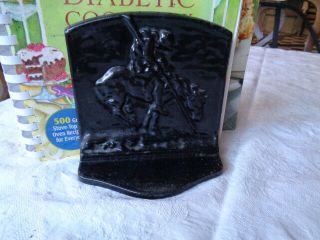Vintage End Of The Trail Cast Iron Bookends Black