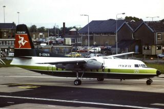 35mm Colour Slide Of Manx Airlines Fokker F - 27 G - Ioma In 1983