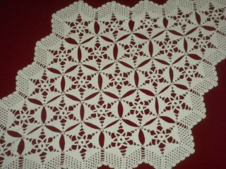 Antique&vintage Handmade Cotton Crochet Lace Runner Code:zn12
