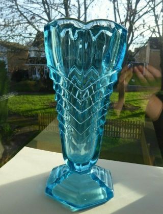 Vintage Art Deco Davidson Chevron Glass Vase Pat 295 From The 30 