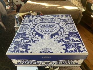 Hermes Empty Rare Holiday Box Blue (fetes En Hermes”) 10 " X 10 " X 4 " Vintage