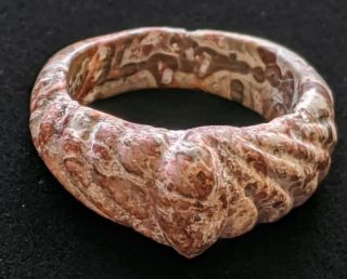 Unique Vintage Carved Crazy Lace Agate All Stone Carved Ring Size 8.  5 Handmade