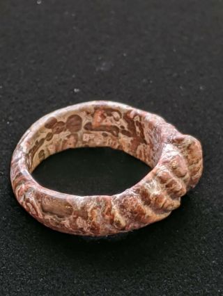 Unique Vintage Carved Crazy Lace Agate All Stone Carved Ring Size 8.  5 Handmade 3