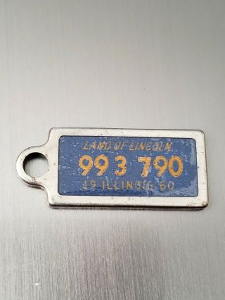 1960 Illinois Mini License Plate Keychain Fob/tag Disabled American Veterans Dav