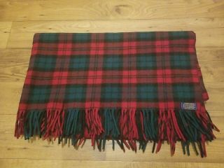 Vintage Pendleton Wool Plaid Blanket/throw Fringes Made In Usa Approx 50x60 "