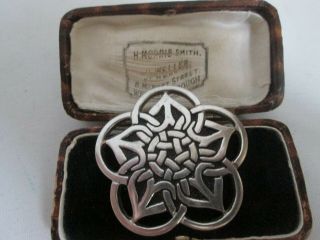 Vintage Signed St Justin Celtic Knot Silver Tone Brooch Collar Lapel Pin