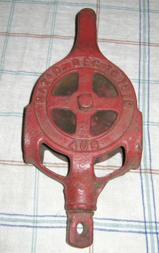 Vintage Ney Mfg.  Co.  Canton Ohio Cast Iron & Wood Hay Barn Pulley 403 1879