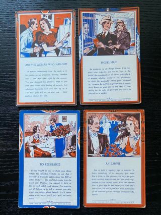 Vintage Exhibit Supply Co Arcade Novelty Cards (4) Men Dating Etiquette 1940s