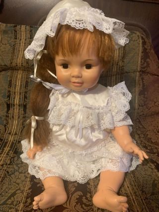 Vintage Ideal Baby Crissy Doll Growing Red Hair Life Size 1972 24” Tall Chrissy