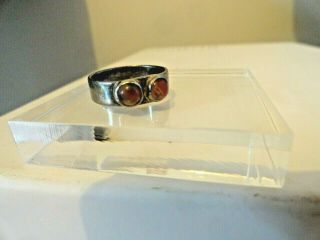 Vintage Silver And Amber Ring Hallmarked