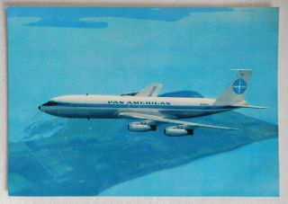 Vintage Airline Postcard Pan Am American Airways Boeing 707 707b Aircraft N707pa