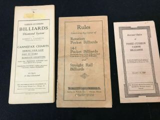 3 Brunswick - Balke - Collender Vintage Billiard Rule Pamphlets