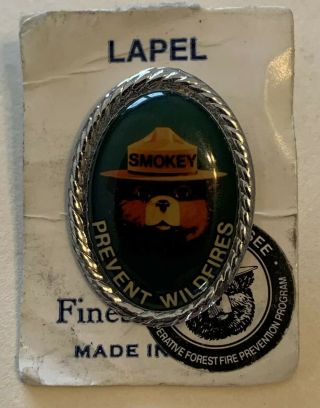 Vintage Smokey The Bear Prevent Wildfires Lapel Pin Button Us Forest Service