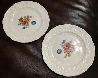 2 Vintage Pope Gosser Rose Point Tudor 7 - 1/4” Small Plates Flower Pattern 37