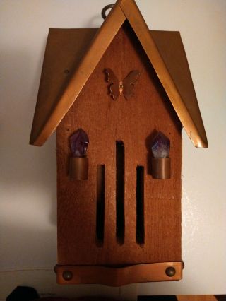 Vtg Wooden Butterfly House Copper Roof