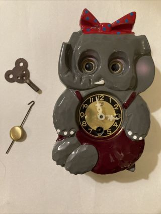 Vintage Japanese Mi - Ken Miken Elephant Moving Eye Animated Novelty Clock