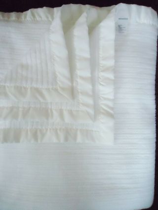 Vintage Waffle Weave Blanket White Full Queen 98 X 112 " Usa Satin Binding W/ Tag