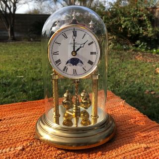 Vintage Seth Thomas Glass Dome Quartz Anniversary Mantel Clock West Germany