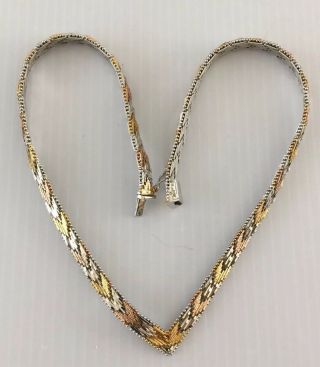 Vtg Italian Sterling Silver 925try Gold Vermeil Necklace 16 ",  1.  08 Oz